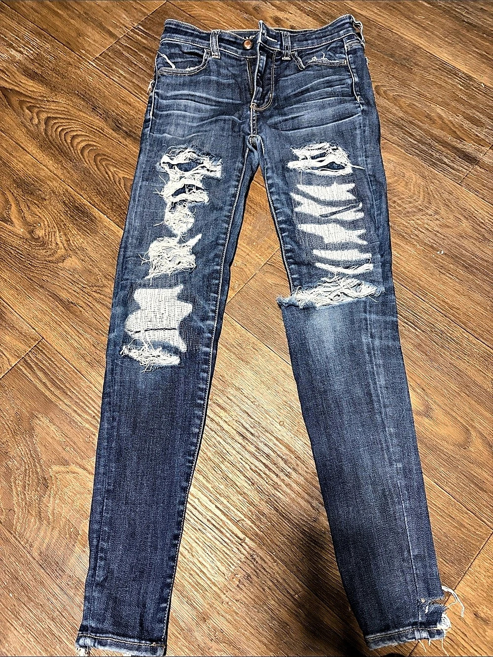 American Eagle Jegging Distressed Skinny Jeans Blue Size 8